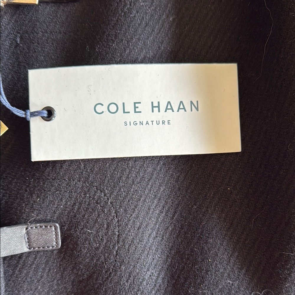 Cole Haan Black Pea Coat with Faux Fur Hood - Picture 6 of 9